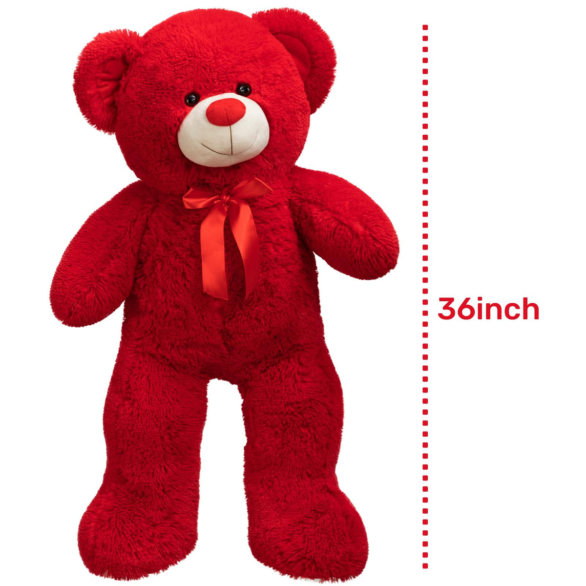 WENMOTDY 36-Inch Giant Teddy Bear Plush with Red Ribbon Bow – Soft Gift for Girlfriend or Bride