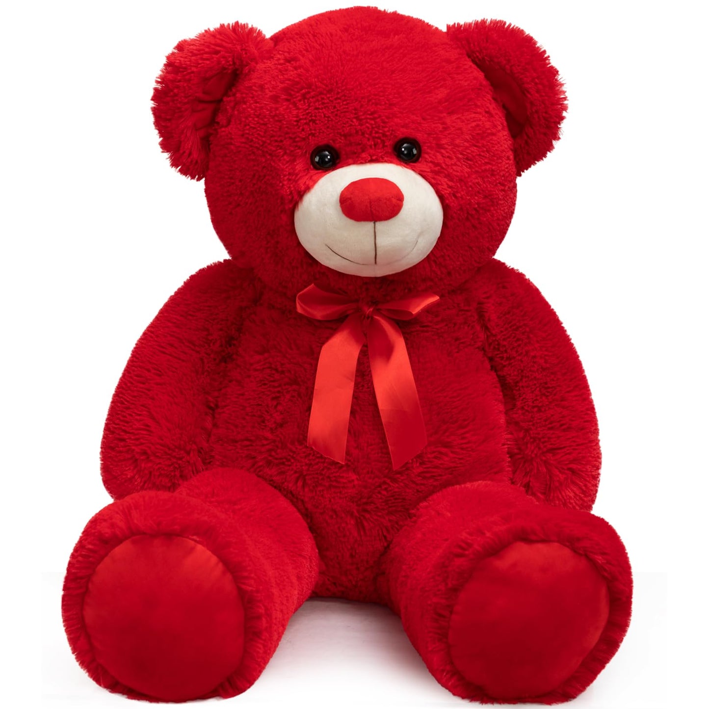 WENMOTDY 36-Inch Giant Teddy Bear Plush with Red Ribbon Bow – Soft Gift for Girlfriend or Bride