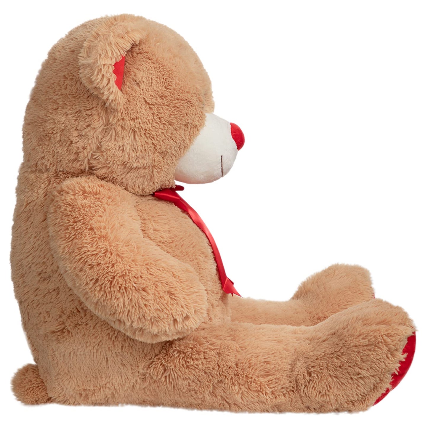 WENMOTDY 36-Inch Tan Teddy Bear Plush with Red Ribbon Bow – Giant Plush Gift
