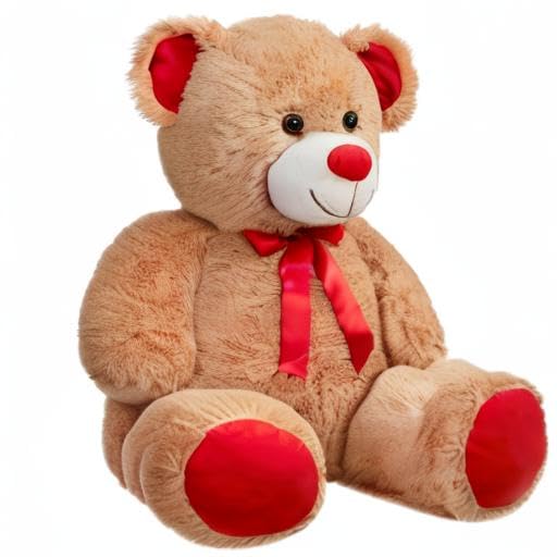 WENMOTDY 36-Inch Tan Teddy Bear Plush with Red Ribbon Bow – Giant Plush Gift
