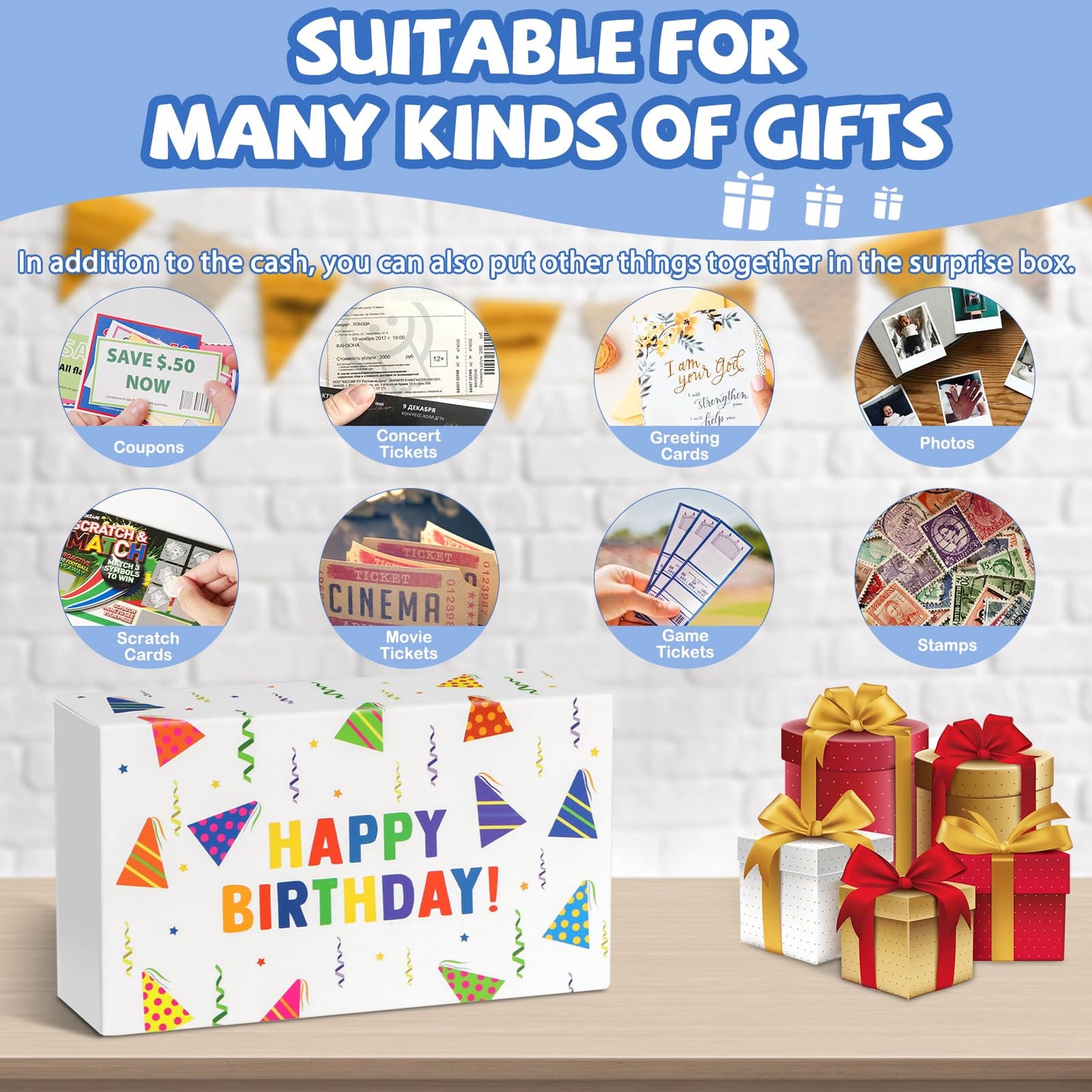 WenmthG Happy Birthday Surprise Box – DIY Explosion Gift Box with Confetti (White)