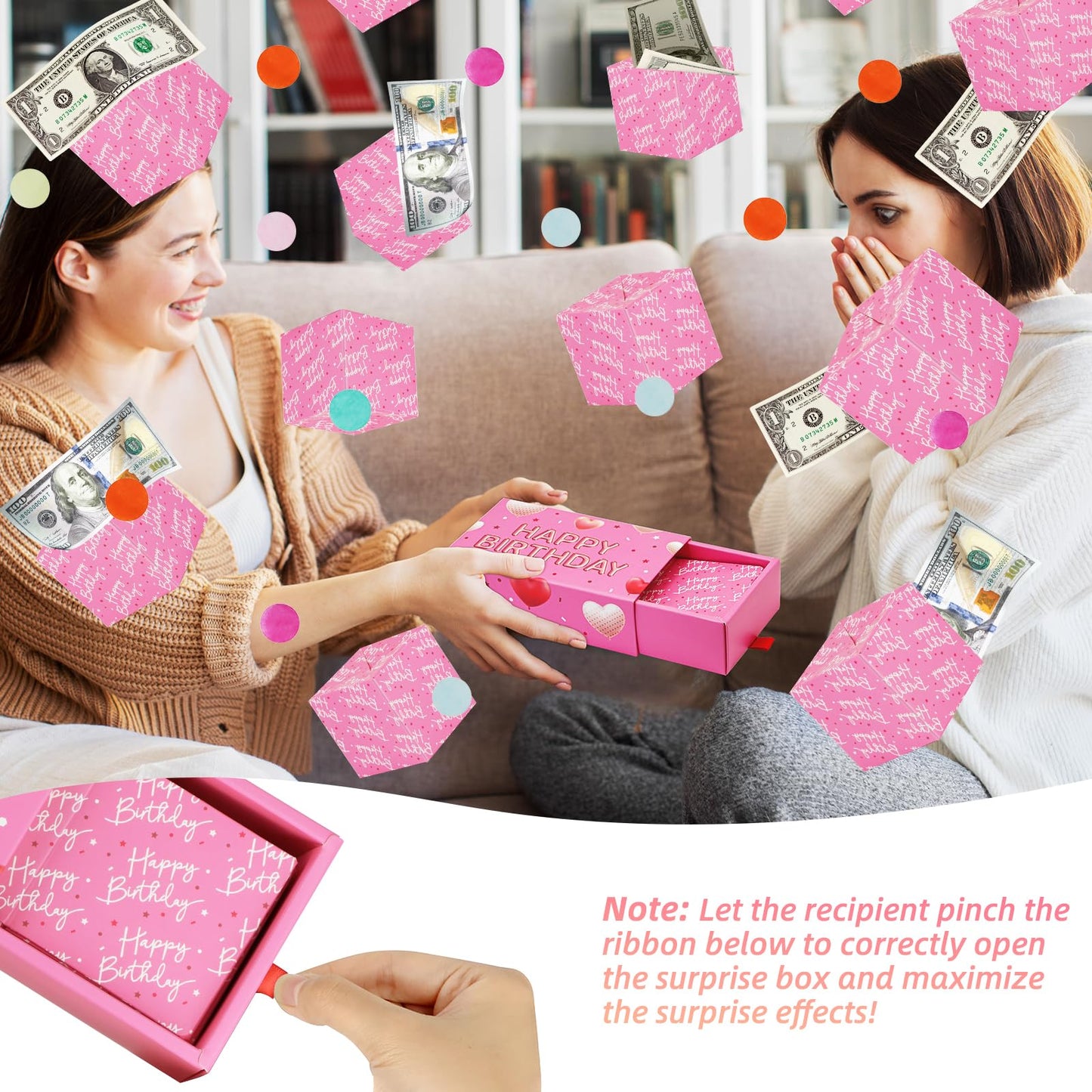 WenmthG Pink Birthday Surprise Gift Box Explosion for Money – DIY Confetti Pop