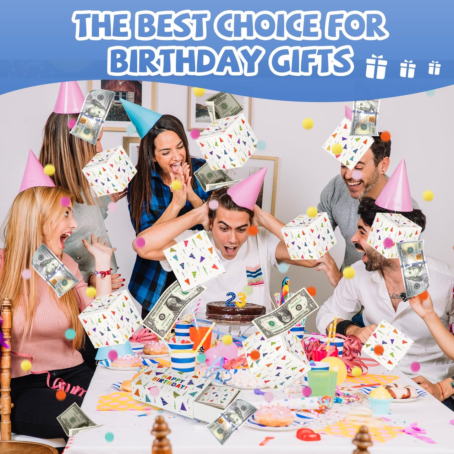 WenmthG Happy Birthday Surprise Box – DIY Explosion Gift Box with Confetti (White)