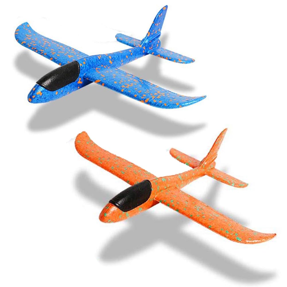 WenToyce 2-Pack Throwing Foam Airplanes – 13.7 Inches, Glider & Reversal Modes, EPP Lightweight Planes for Kids