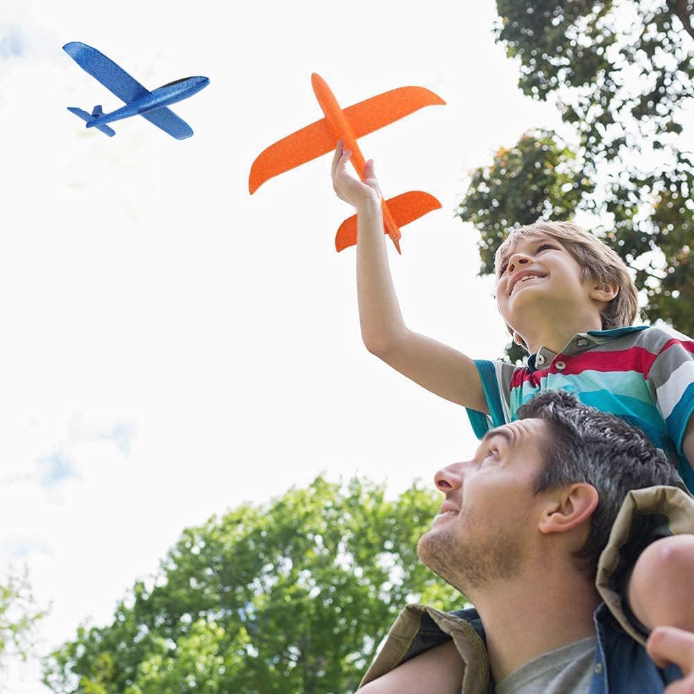 WenToyce 2-Pack Throwing Foam Airplanes – 13.7 Inches, Glider & Reversal Modes, EPP Lightweight Planes for Kids