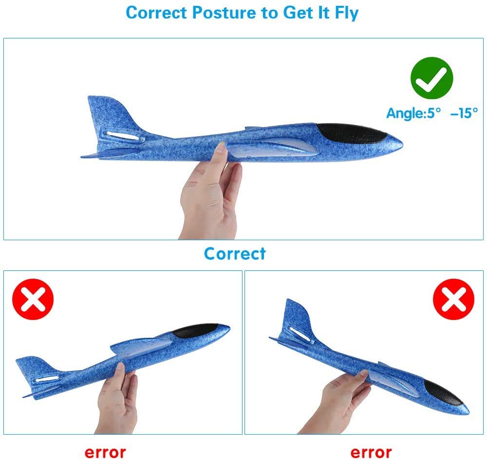 WenToyce 2-Pack Throwing Foam Airplanes – 13.7 Inches, Glider & Reversal Modes, EPP Lightweight Planes for Kids