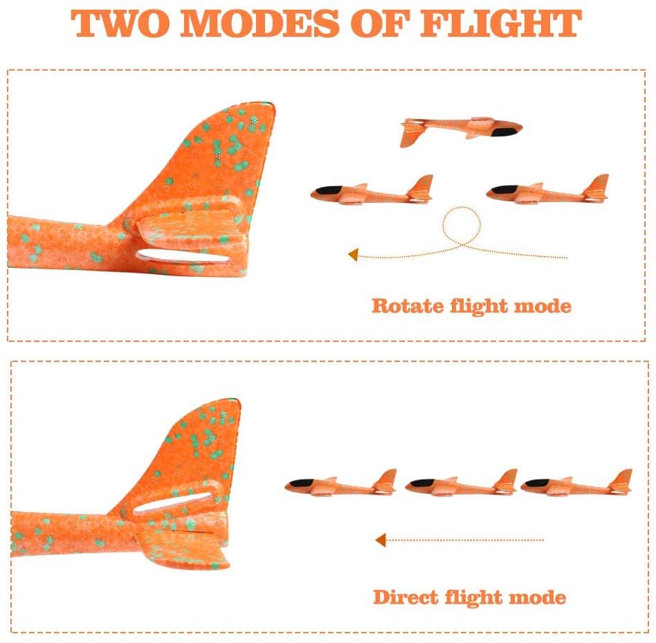 WenToyce 2-Pack Throwing Foam Airplanes – 13.7 Inches, Glider & Reversal Modes, EPP Lightweight Planes for Kids