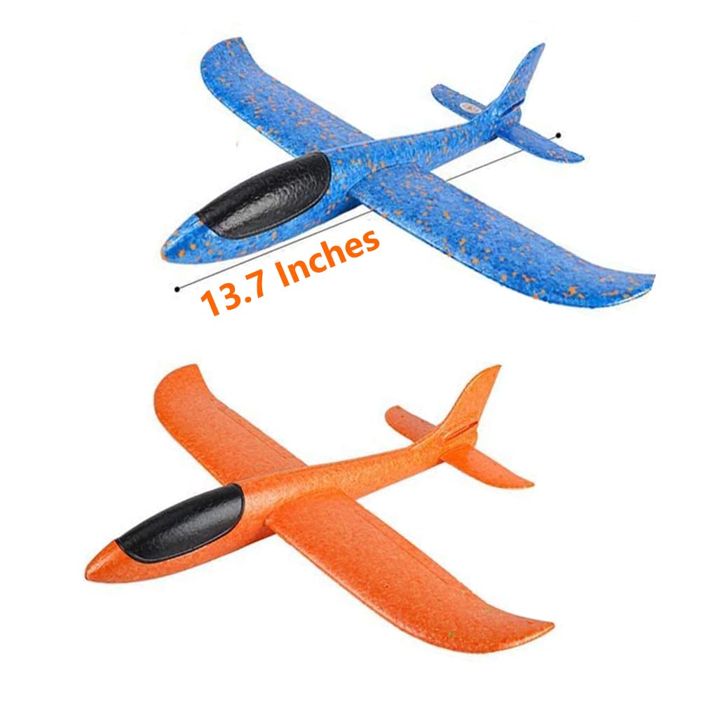 WenToyce 2-Pack Throwing Foam Airplanes – 13.7 Inches, Glider & Reversal Modes, EPP Lightweight Planes for Kids