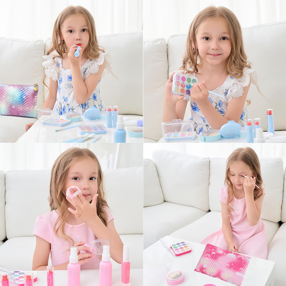 WenToyce Pretend Makeup Kit for Girls – 11-Piece Kids Cosmetic Play Set in Pink