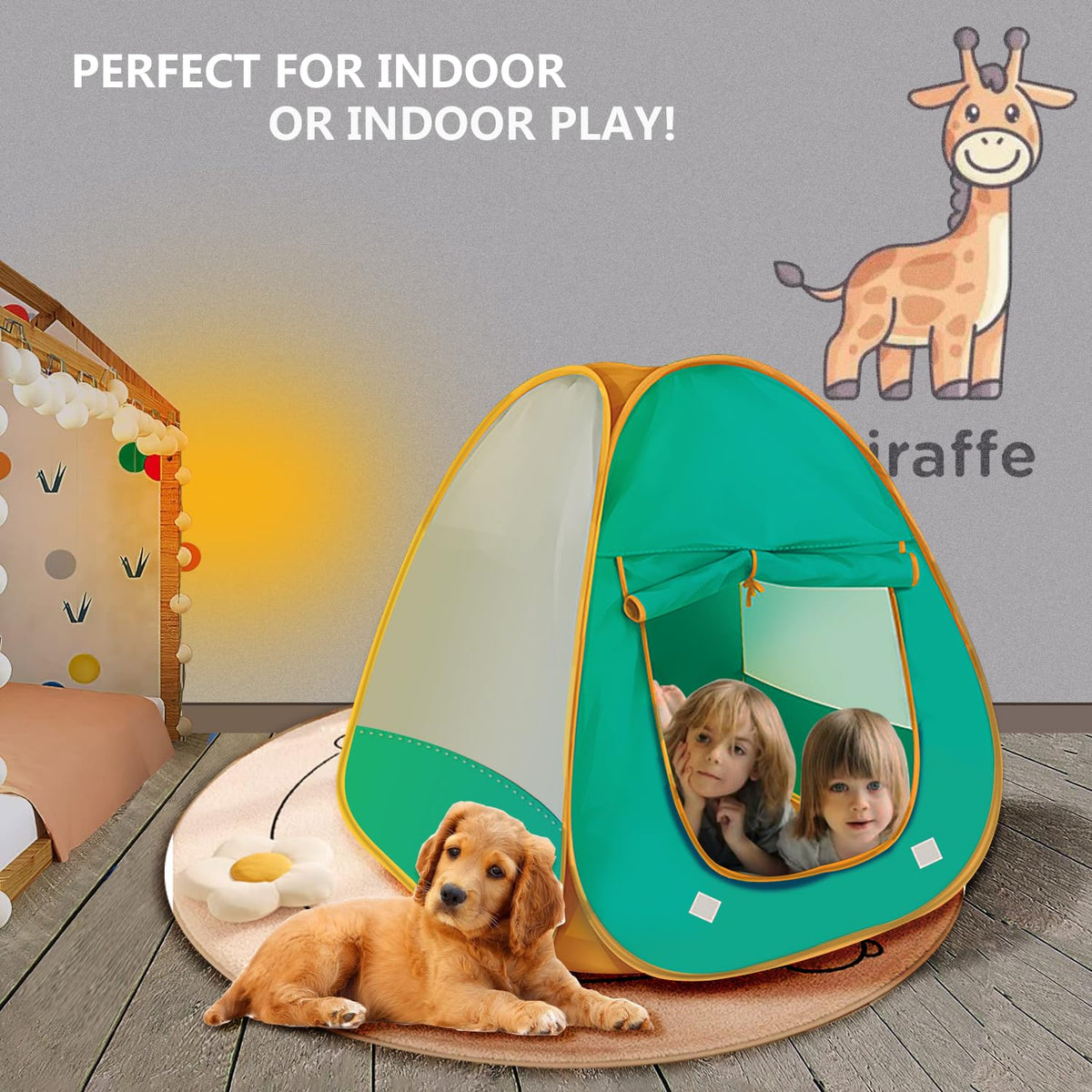 WEOKLL Kids Pop Up Play Tent – Spacious Indoor/Outdoor Playhouse for 2–3 Kids