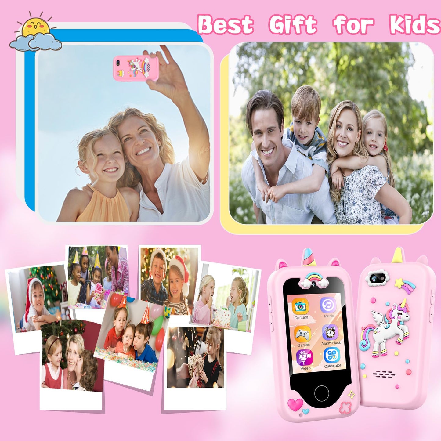 WEOLULI Kids Smart Phone with Dual Camera – Learn, Play & Music (Ages 3–10)