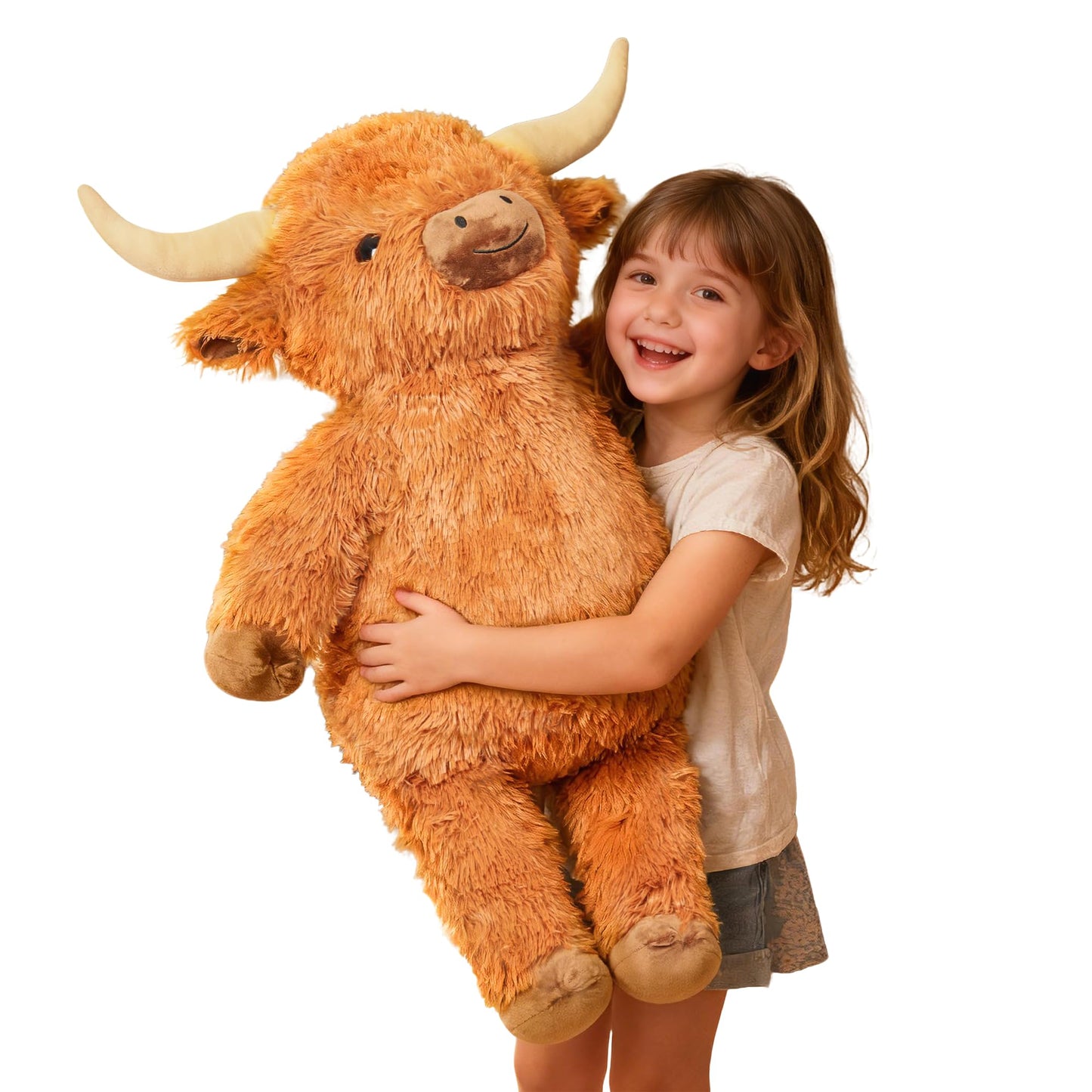 Wepop Giant Highland Cow Plush – 36in Cuddly Stuffed Animal for Gifts & Decor