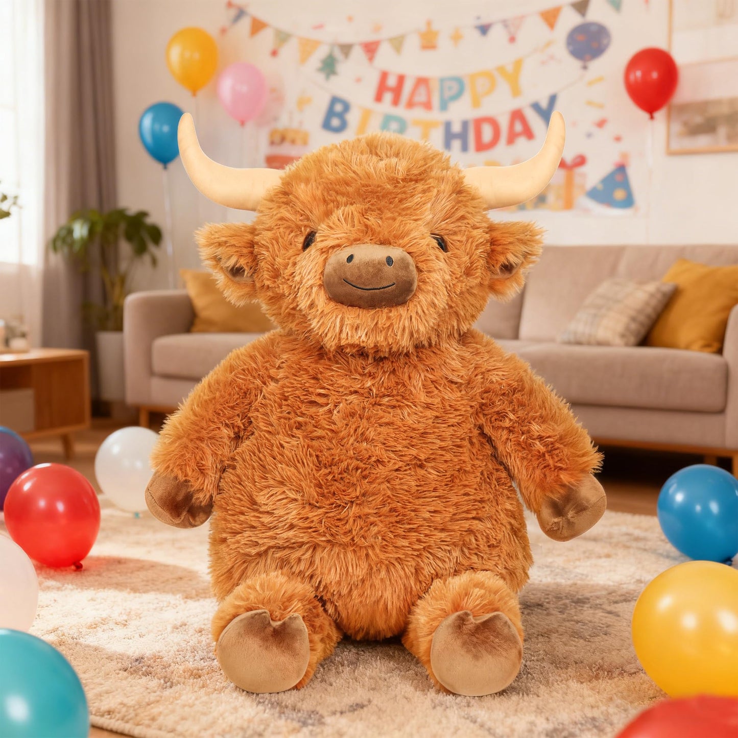 Wepop Giant Highland Cow Plush – 36in Cuddly Stuffed Animal for Gifts & Decor