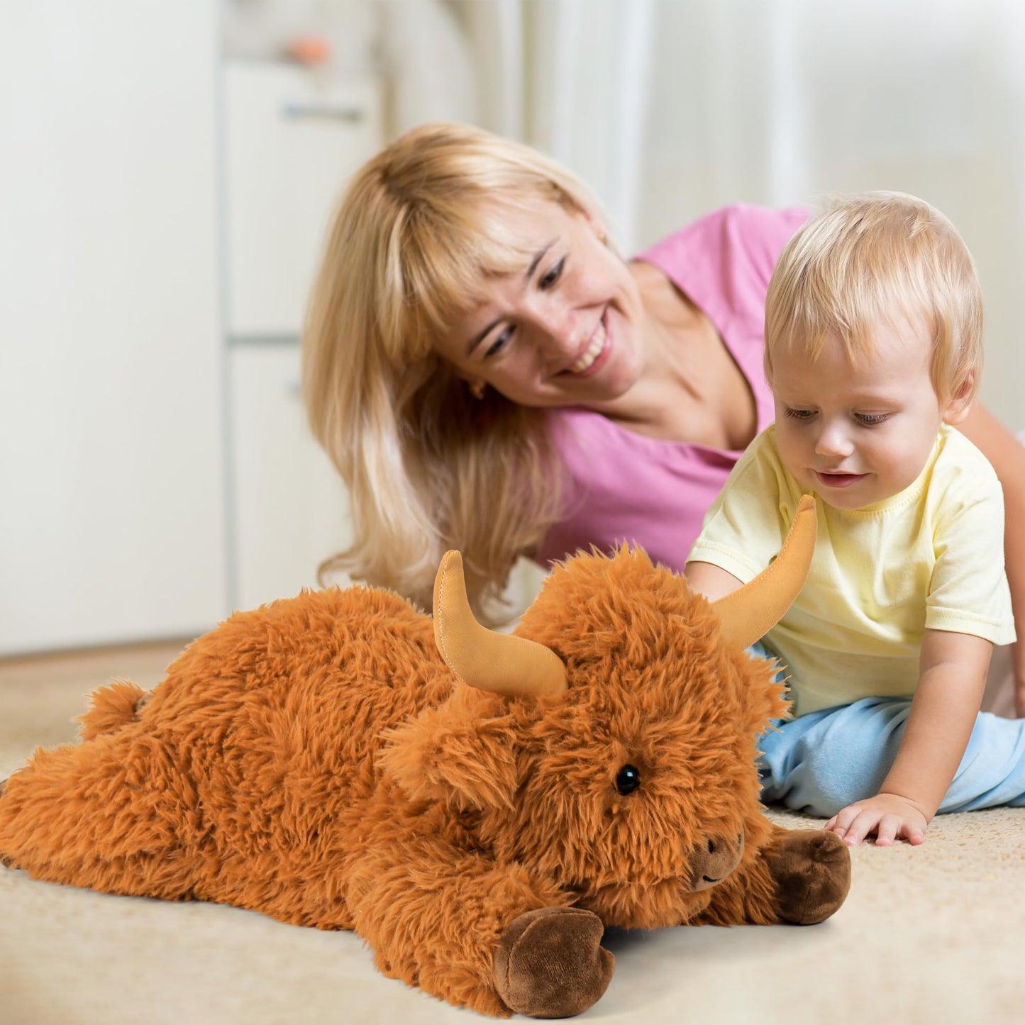 Wepop 5lbs Highland Cow Weighted Plush - 22in Giant Highland Cow Plush Toy for Kids & Adults