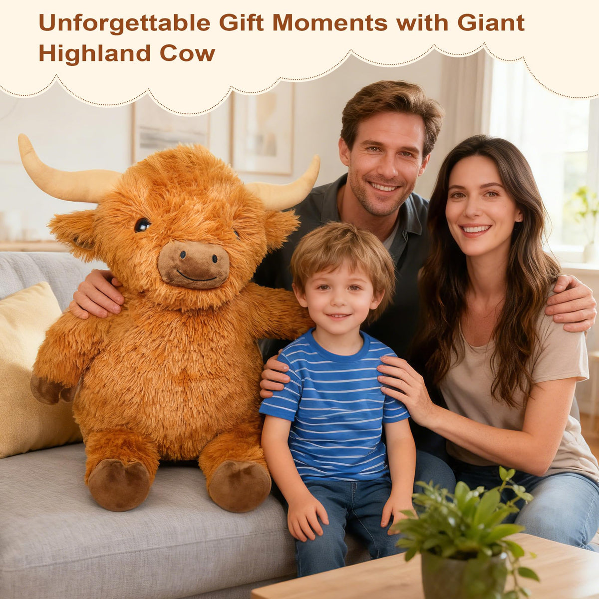 Wepop Giant Highland Cow Plush – 36in Cuddly Stuffed Animal for Gifts & Decor