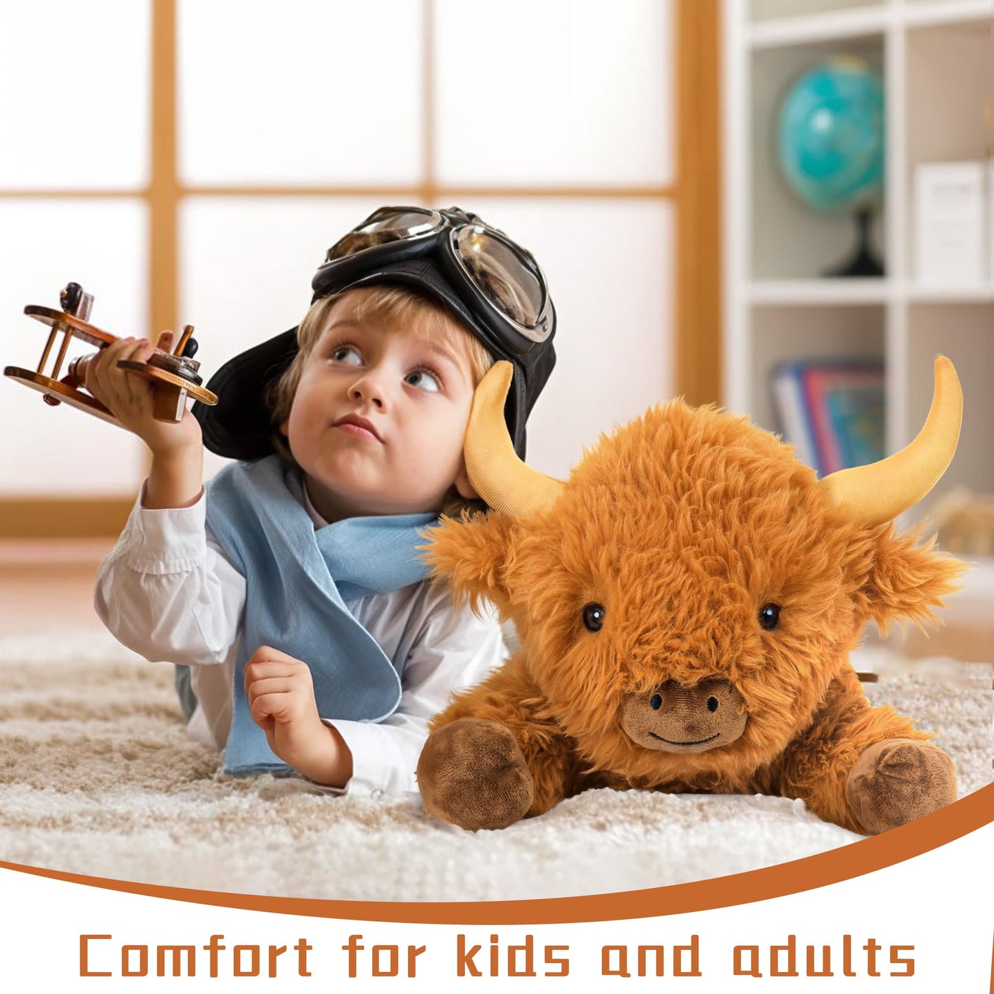 Wepop 5lbs Highland Cow Weighted Plush - 22in Giant Highland Cow Plush Toy for Kids & Adults