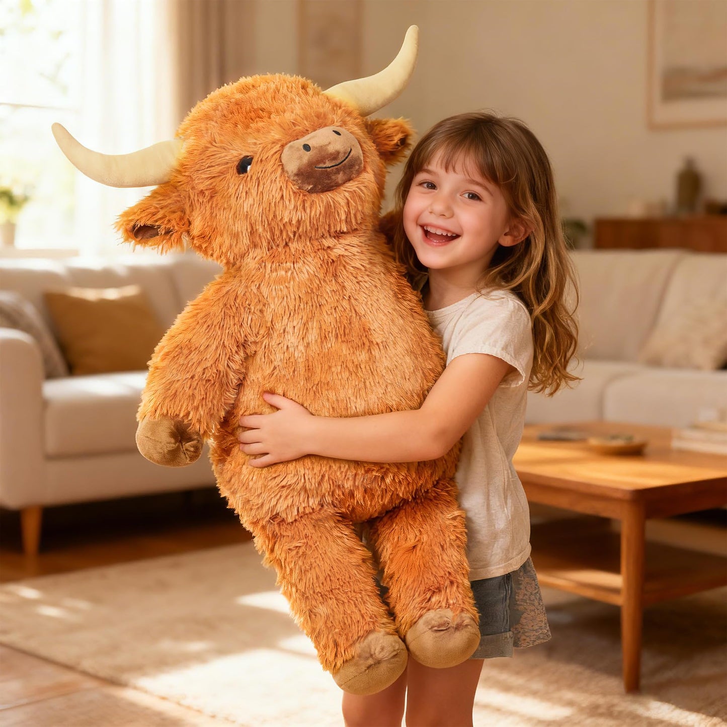 Wepop Giant Highland Cow Plush – 36in Cuddly Stuffed Animal for Gifts & Decor