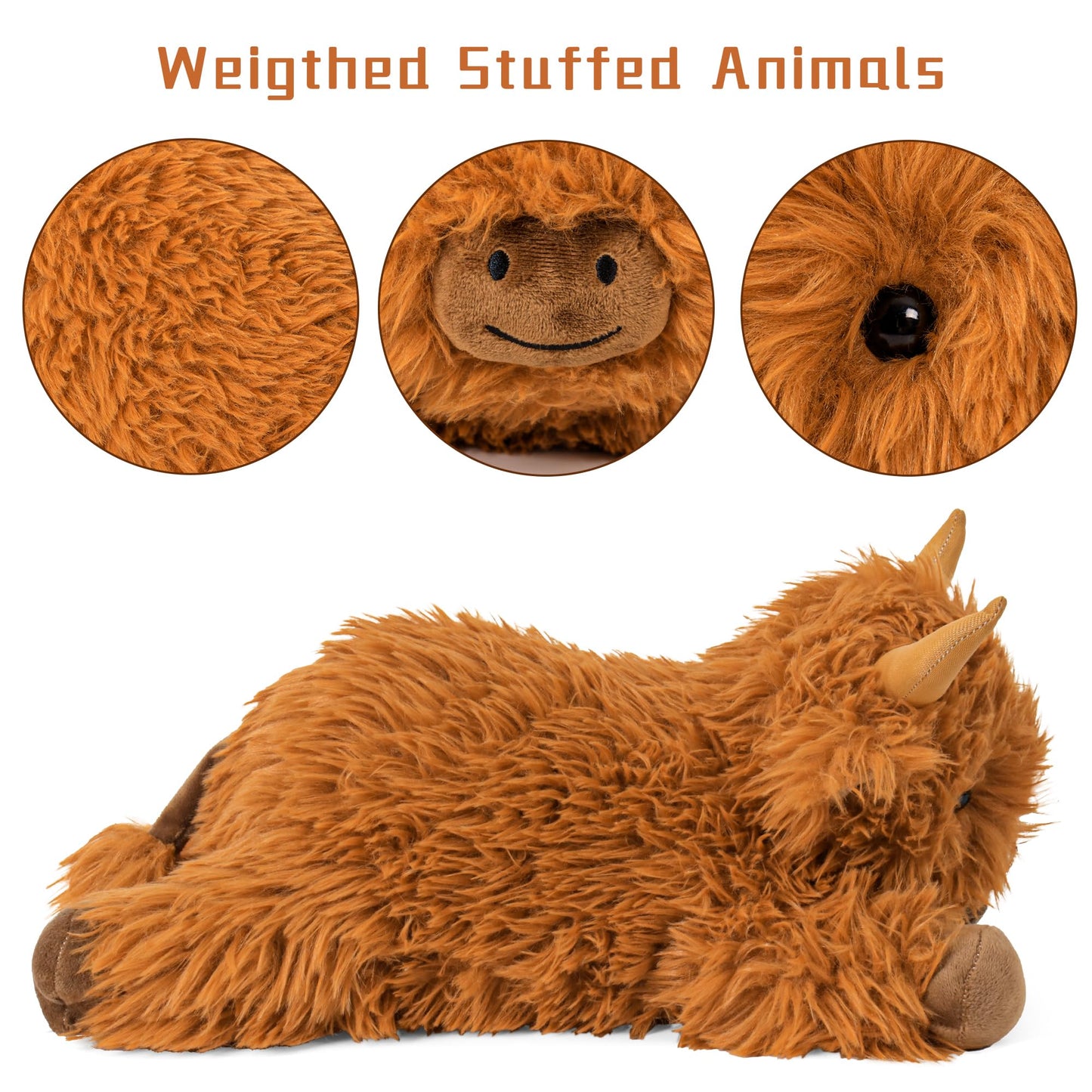 Wepop 5lbs Highland Cow Weighted Plush - 22in Giant Highland Cow Plush Toy for Kids & Adults