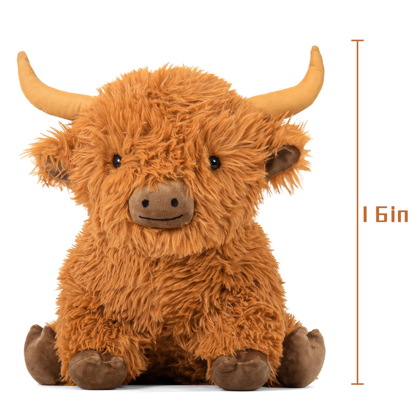Wepop 5lbs Highland Cow Weighted Plush – 16in Tall, Realistic Highland Cattle Toy