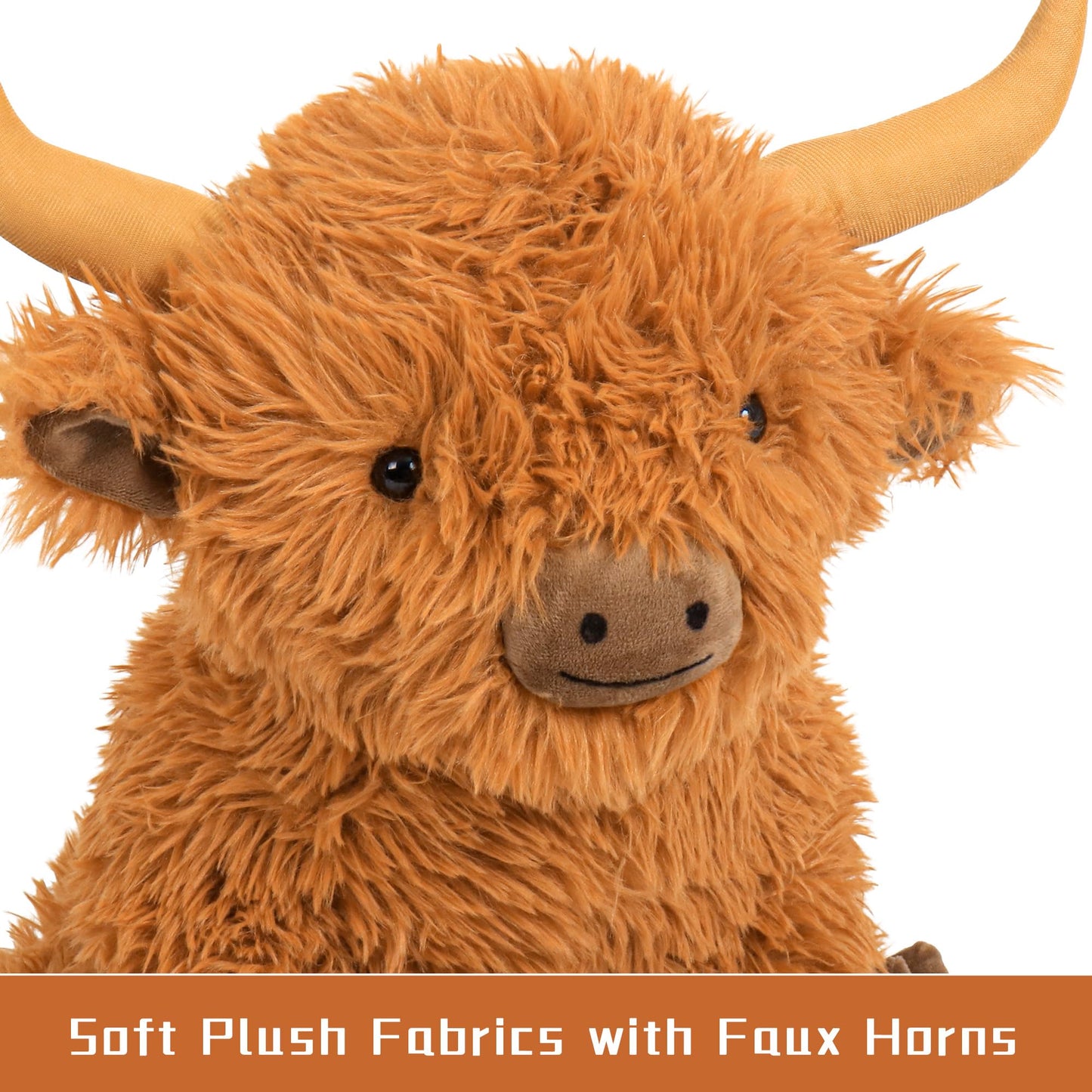 Wepop 5lbs Highland Cow Weighted Plush – 16in Tall, Realistic Highland Cattle Toy