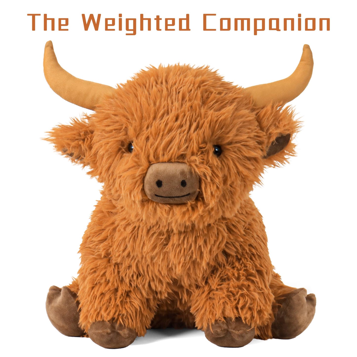 Wepop 5lbs Highland Cow Weighted Plush – 16in Tall, Realistic Highland Cattle Toy