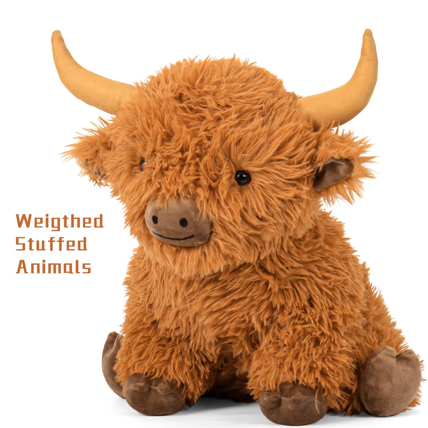 Wepop 5lbs Highland Cow Weighted Plush – 16in Tall, Realistic Highland Cattle Toy