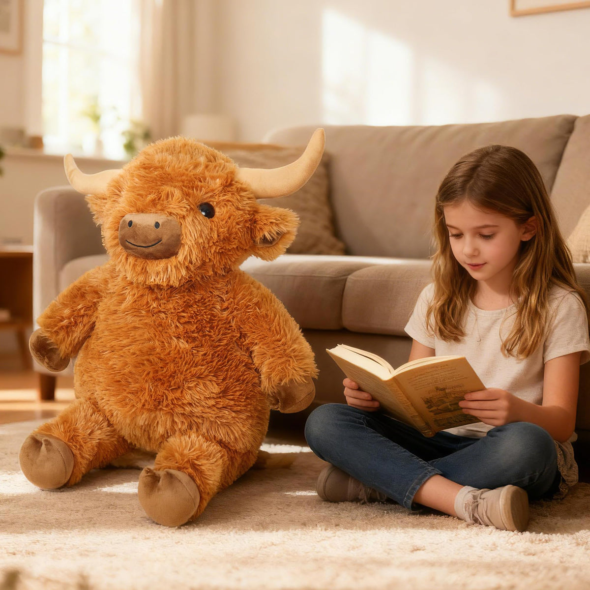 Wepop Giant Highland Cow Plush – 36in Cuddly Stuffed Animal for Gifts & Decor