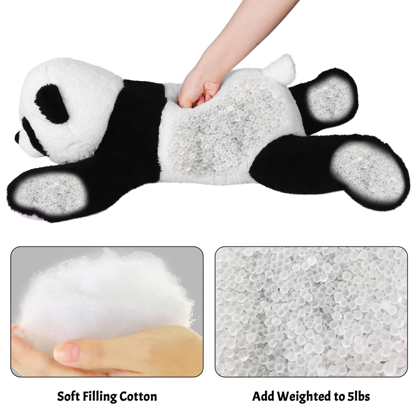 Wepop 5lb Weighted Panda Plush – 24in Big Plush Pillow for Adults and Kids
