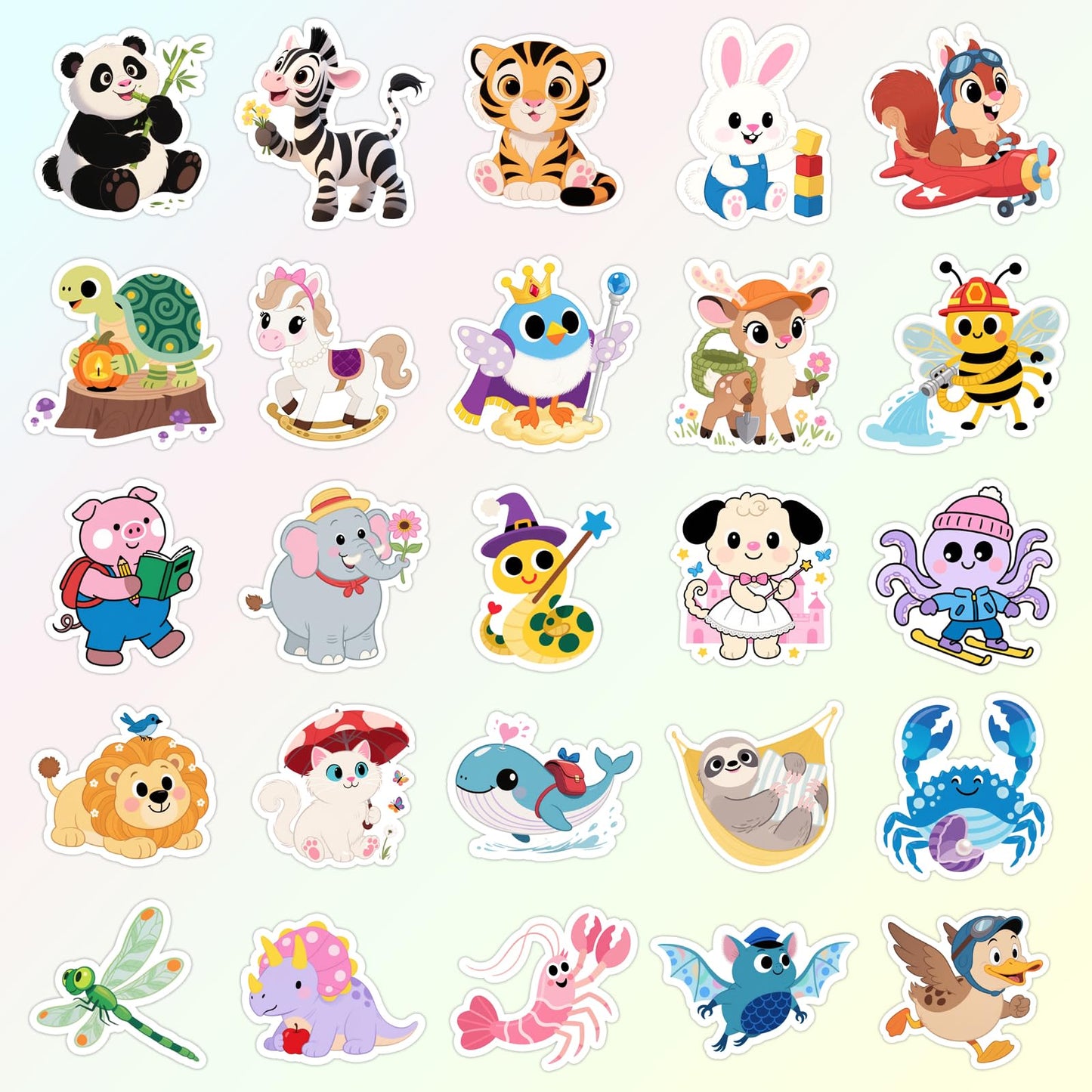 Wercokt 50PCS Animal Stickers – Cute PVC Water Bottle & Notebook Decals for Kids