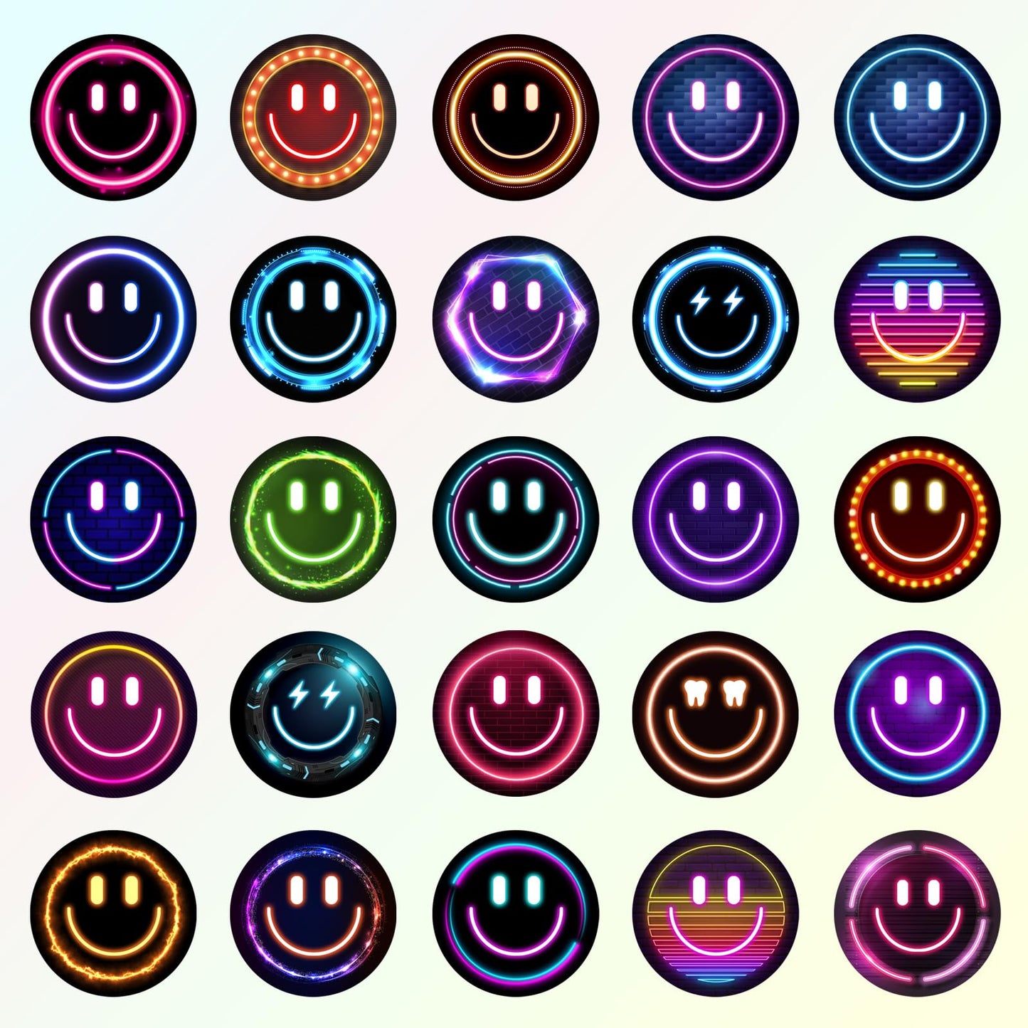 Wercokt 50Pcs Smiling Neon Stickers – Cute Water Bottle & Notebook Stickers for Kids