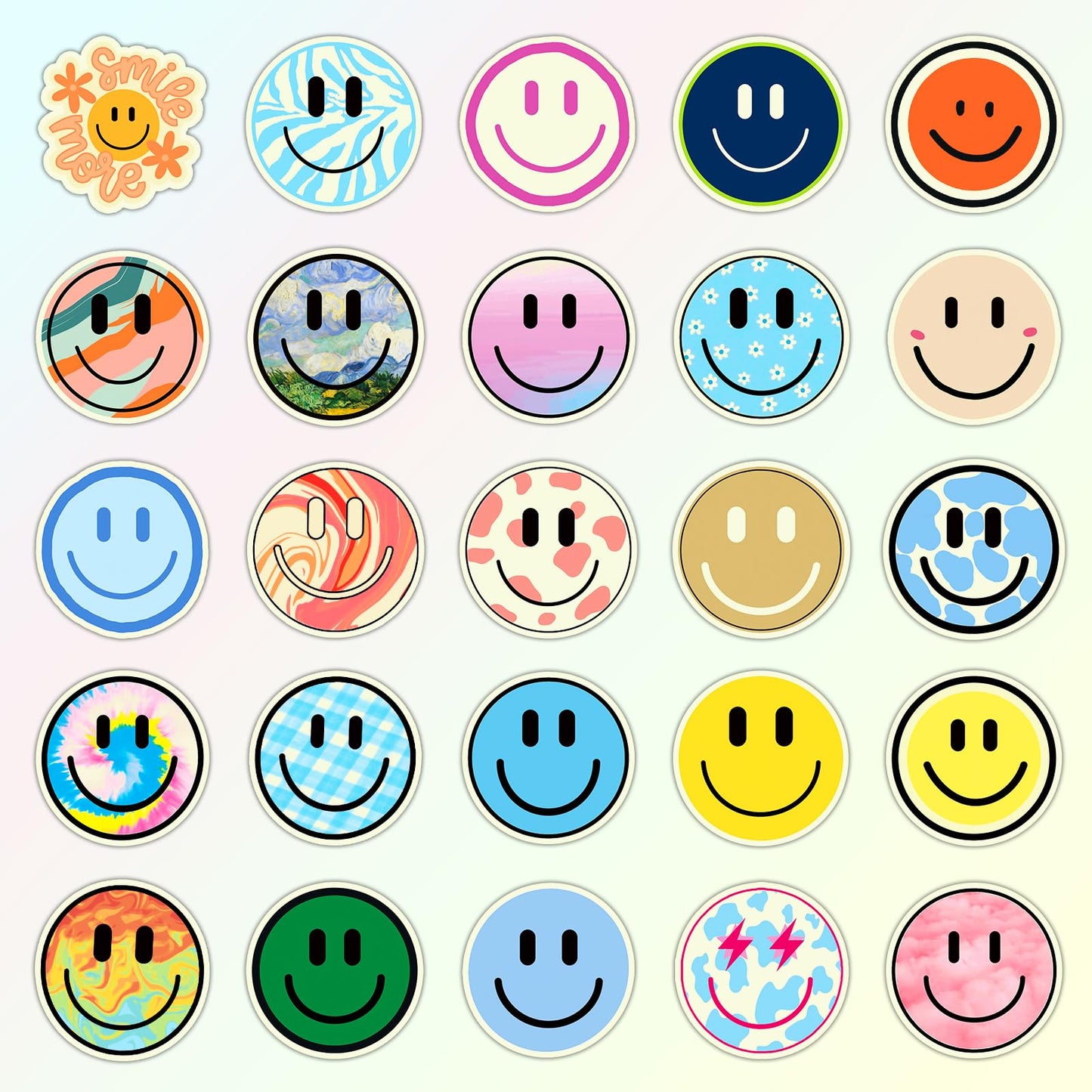 Wercokt 50PCS Glow-in-the-Dark Smile Stickers for Kids – Water Bottles, Notebooks & Luggage