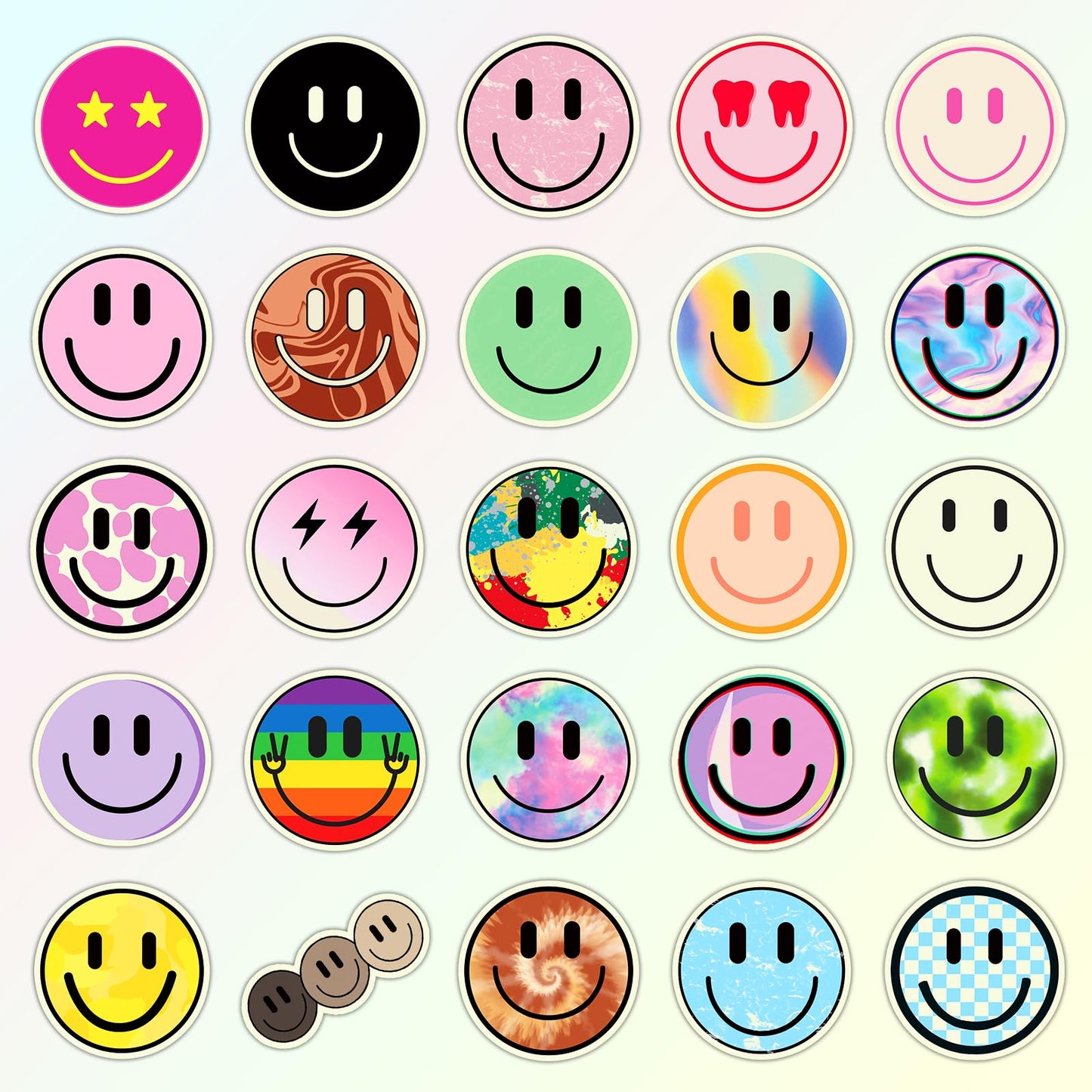 Wercokt 50PCS Glow-in-the-Dark Smile Stickers for Kids – Water Bottles, Notebooks & Luggage