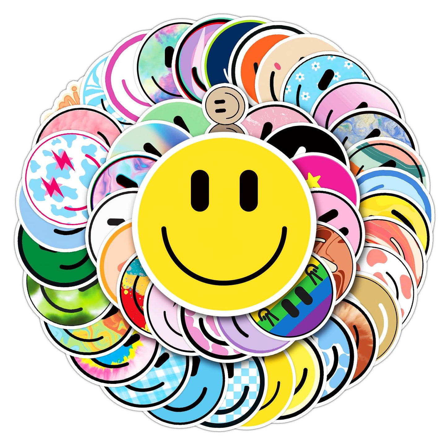 Wercokt 50PCS Smiling Stickers – Cute Kids Water Bottle & Notebook Decor