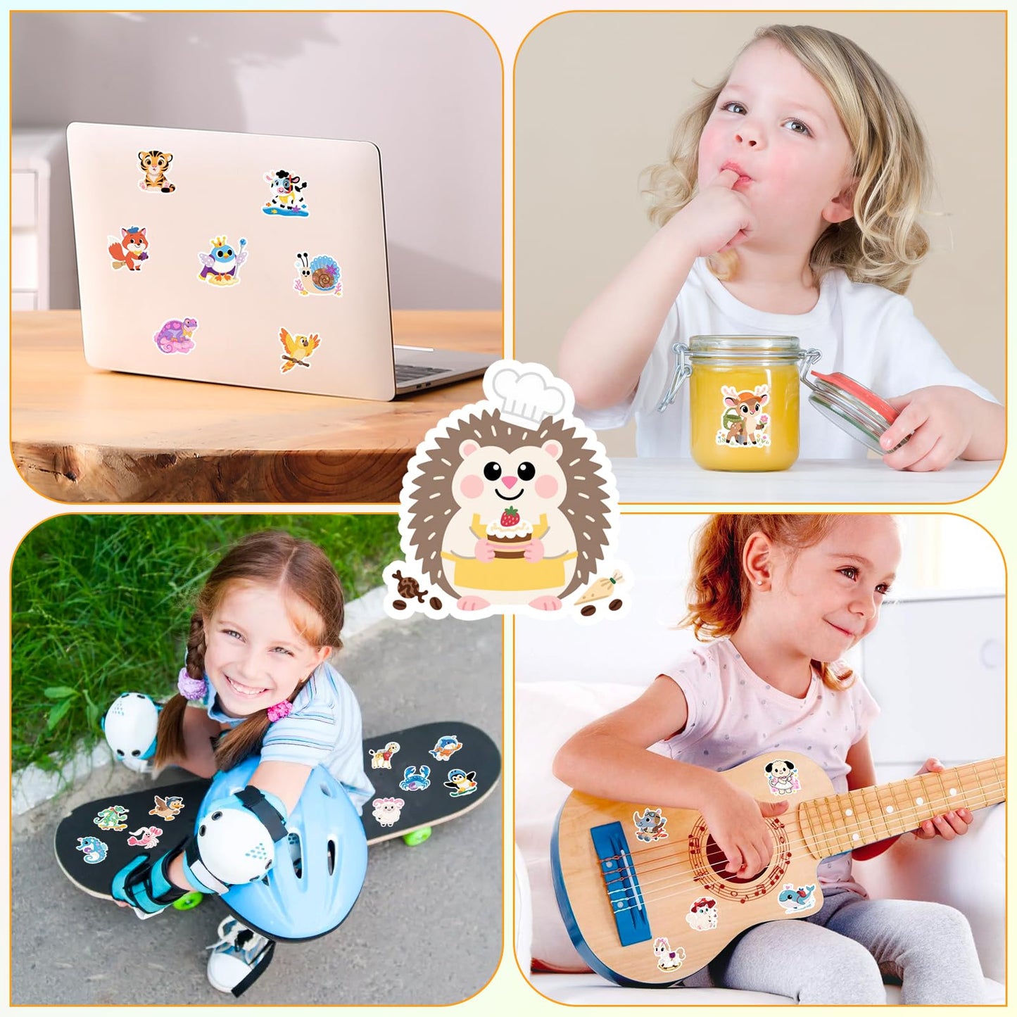 Wercokt 50PCS Animal Stickers – Cute PVC Water Bottle & Notebook Decals for Kids