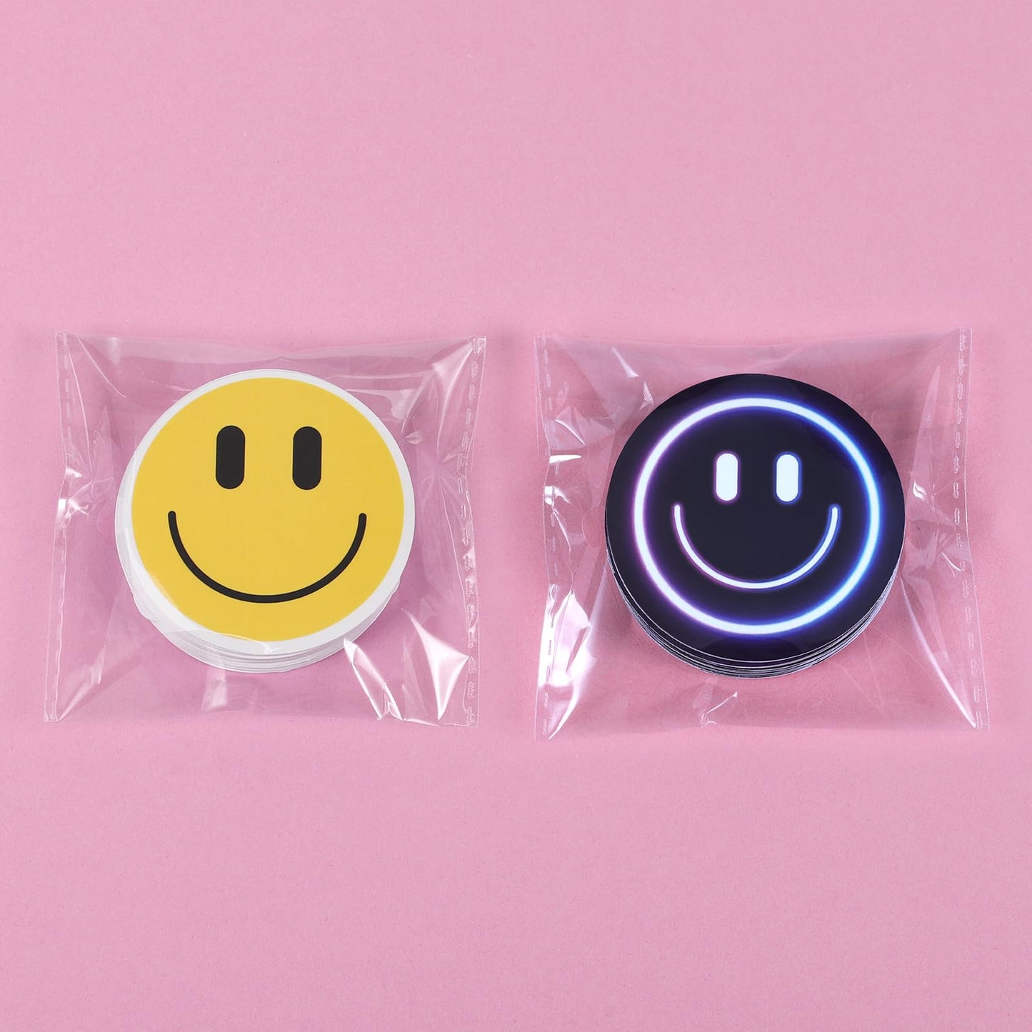 Wercokt 50Pcs Smiling Neon Stickers – Cute Water Bottle & Notebook Stickers for Kids