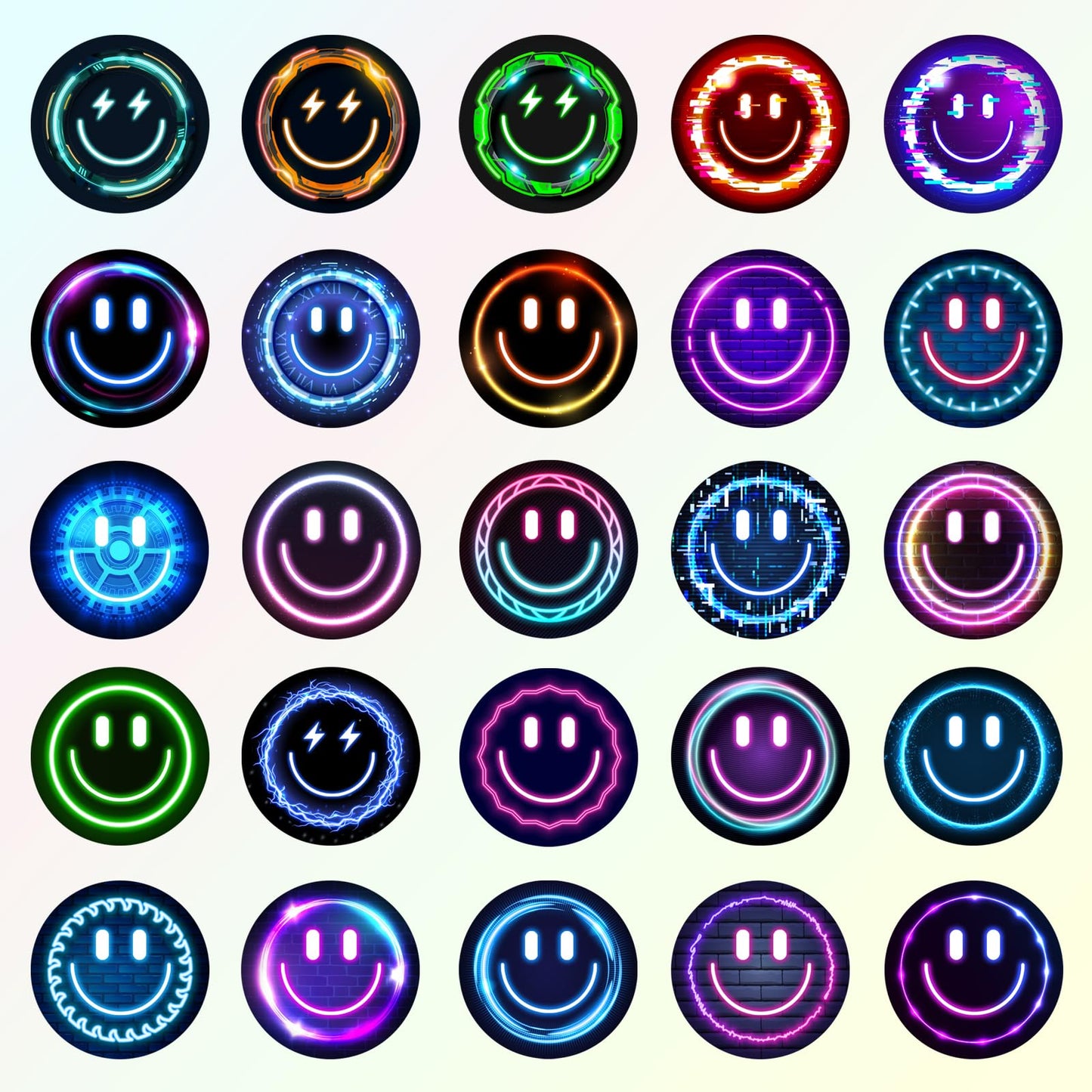 Wercokt 50Pcs Smiling Neon Stickers – Cute Water Bottle & Notebook Stickers for Kids