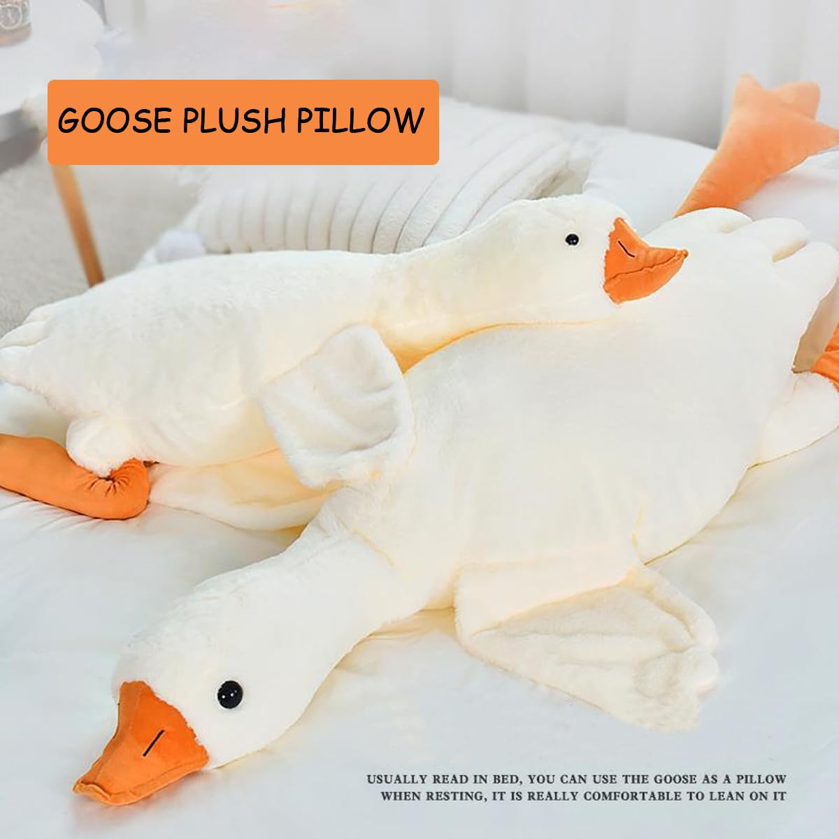Werdast 19.5-Inch Goose Plush — White Goose Stuffed Animal Pillow