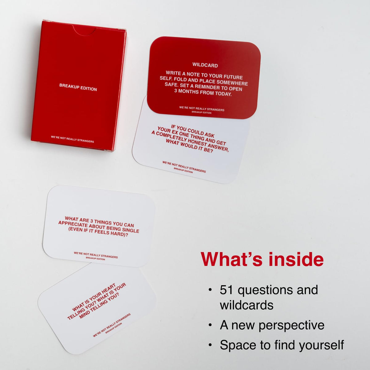 WE'RE NOT REALLY STRANGERS Breakup Expansion – 51 Introspective Cards for Self-Reflection, 1-2 Players, Ages 18+
