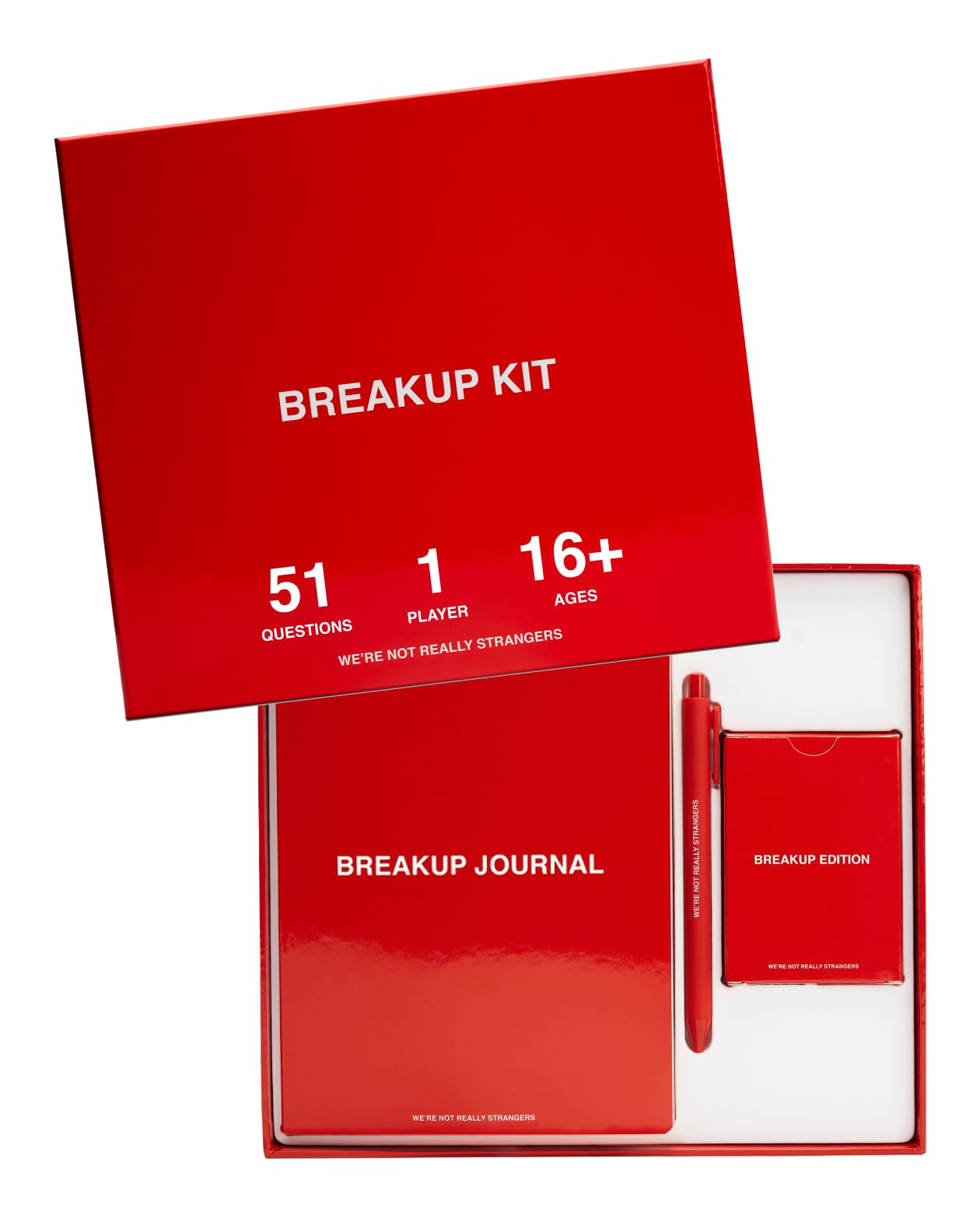 WE'RE NOT REALLY STRANGERS Breakup Kit – 51 Cards & Journal for Healing & Moving On | 18+ | 1–2 Players