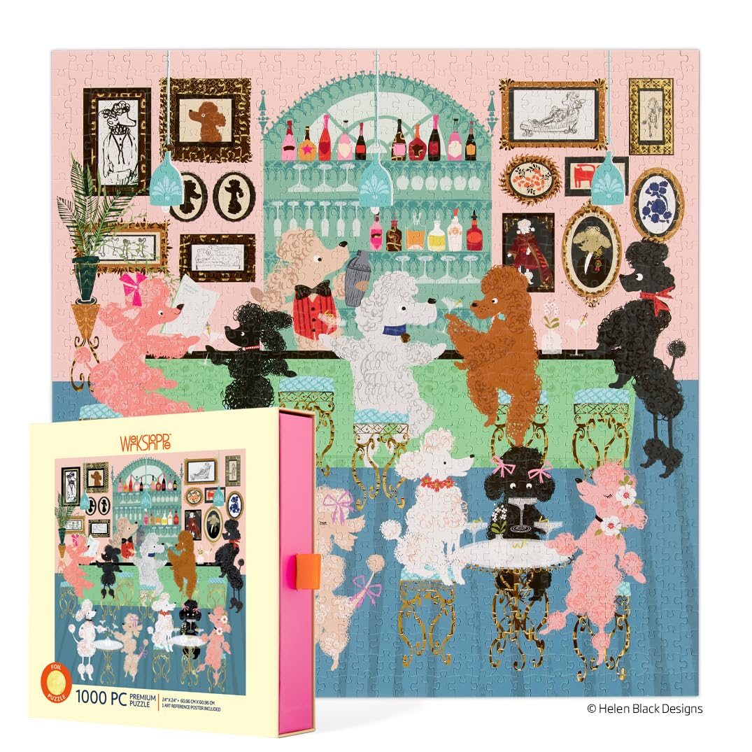WerkShoppe Poodle Martini Lounge – Square 1000-Piece Puzzle (24x24)