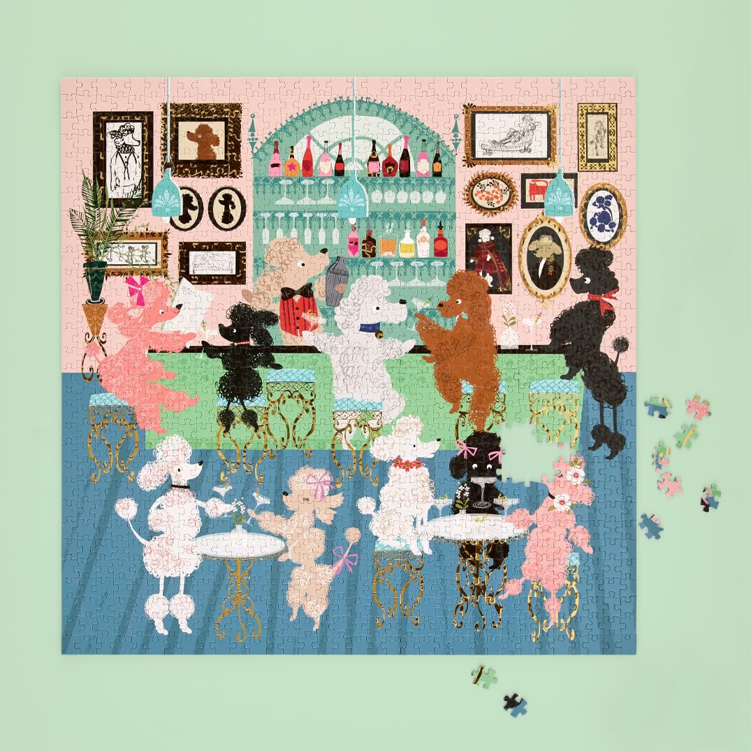 WerkShoppe Poodle Martini Lounge – Square 1000-Piece Puzzle (24x24)