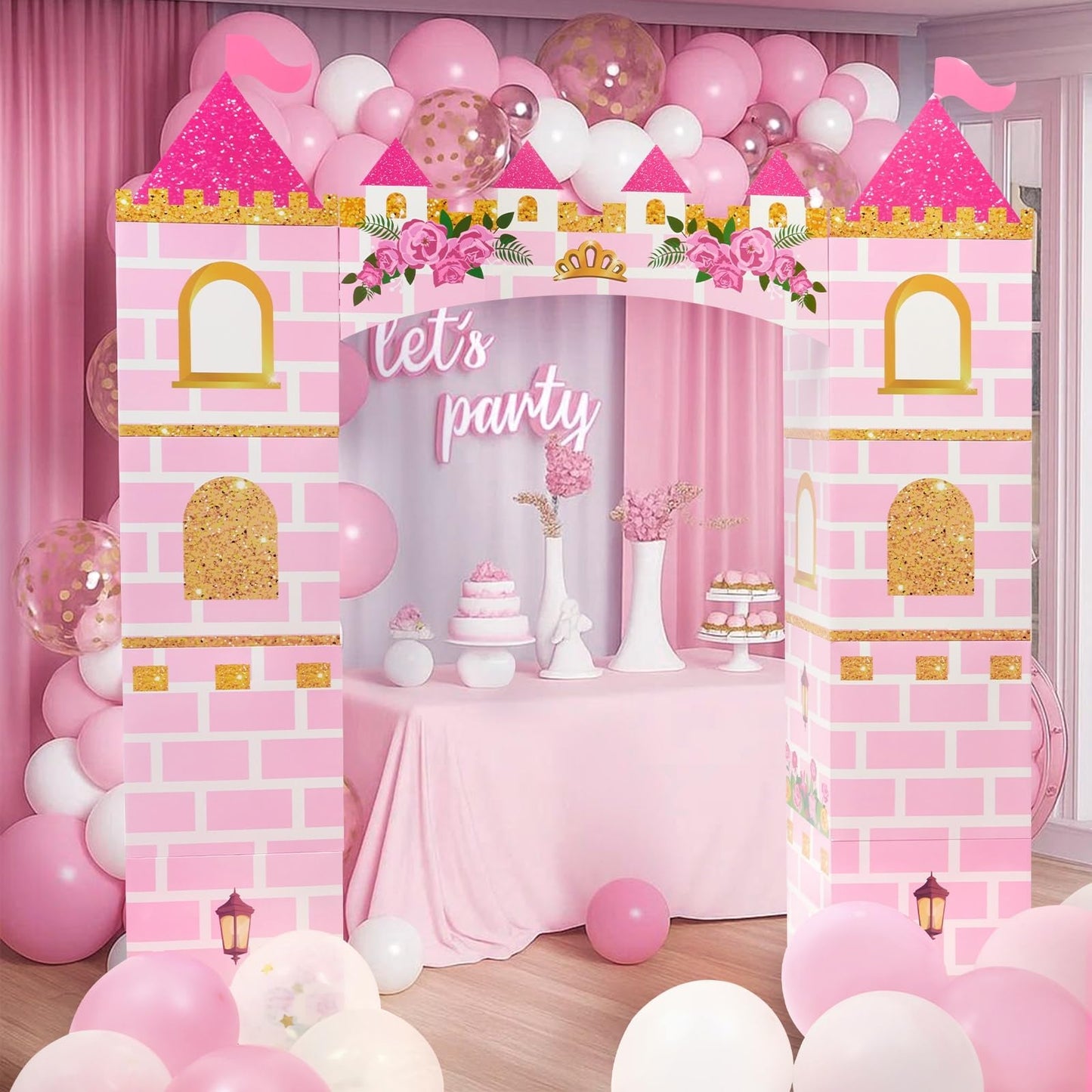 WERNNSAI 11 PCS Princess Party Decorations – Pink Castle Playhouse Kit