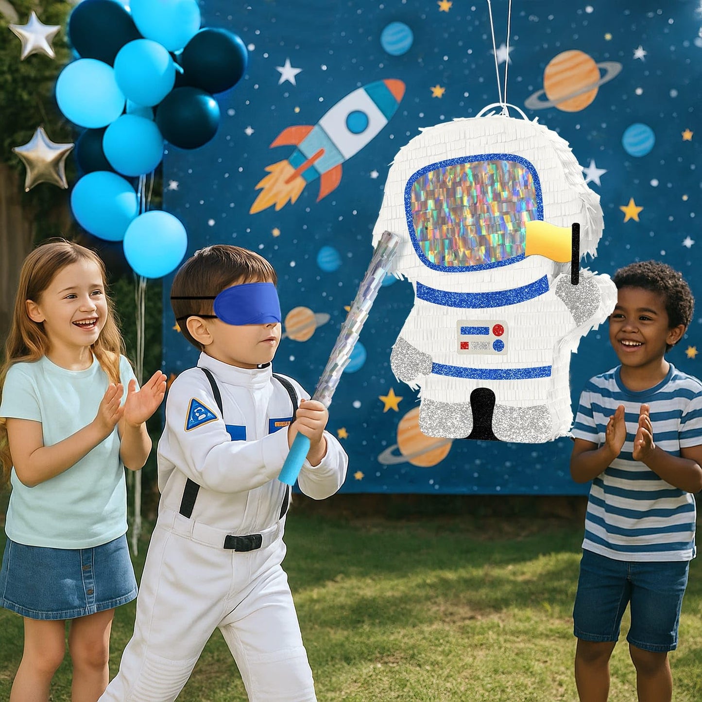 WERNNSAI Astronaut Pinata - Space Party Decor with Blindfold & Bat