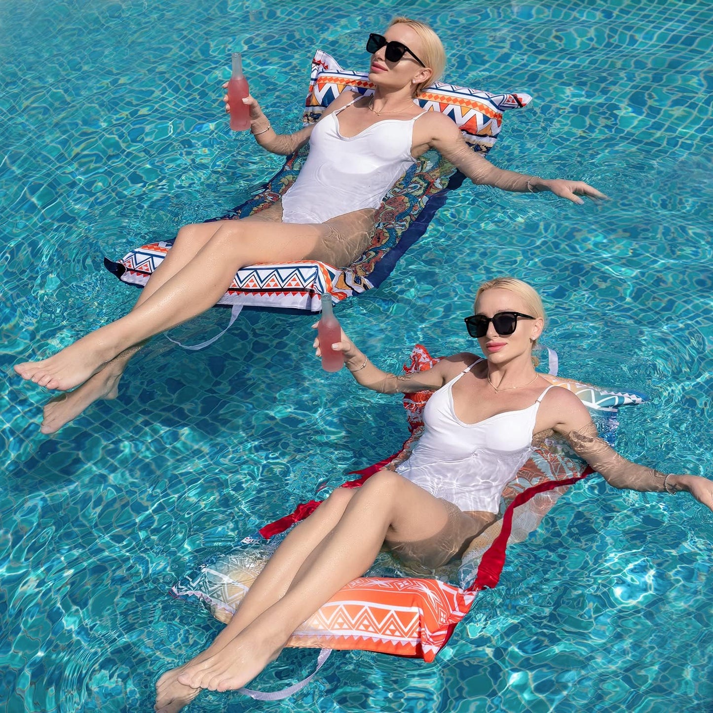 WERNNSAI Adults Pool Floats – 2 Pack Boho 4-in-1 Saddle Lounge Hammock