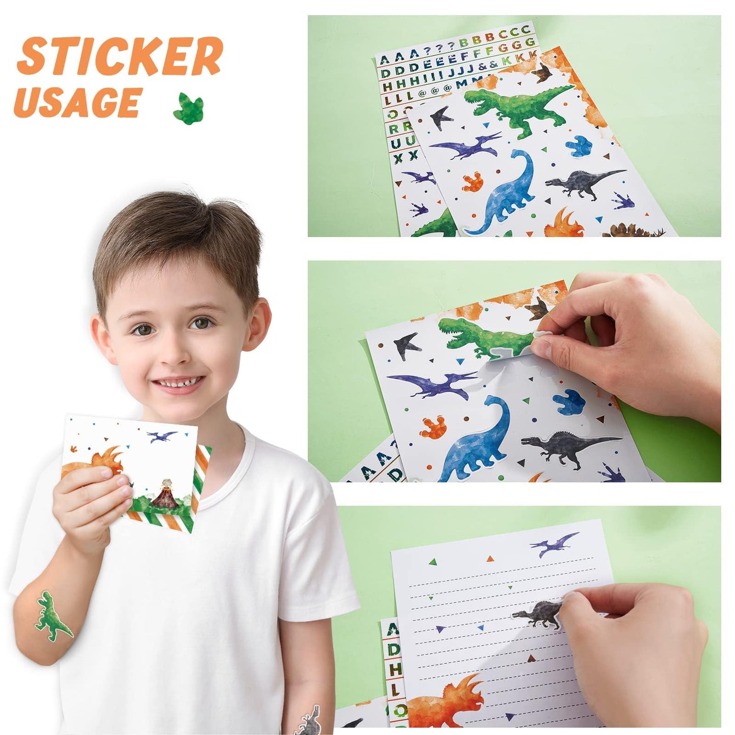 WERNNSAI 69 PCS Dinosaur Stationery Set – Paper, Envelopes, Greeting Cards & Pen
