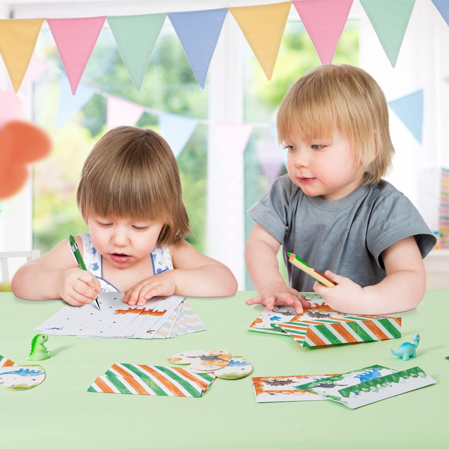 WERNNSAI 69 PCS Dinosaur Stationery Set – Paper, Envelopes, Greeting Cards & Pen