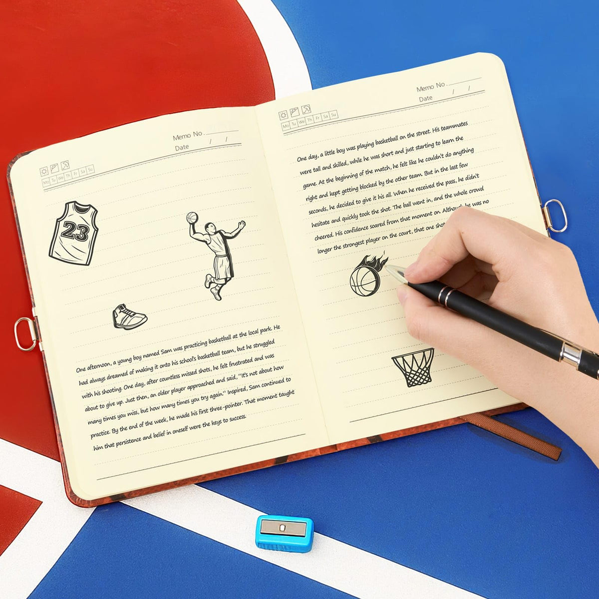 WERNNSAI Luminous Basketball Diary for Boys – Secret Diary with Lock & Keys | A5 Lined Kids Journal