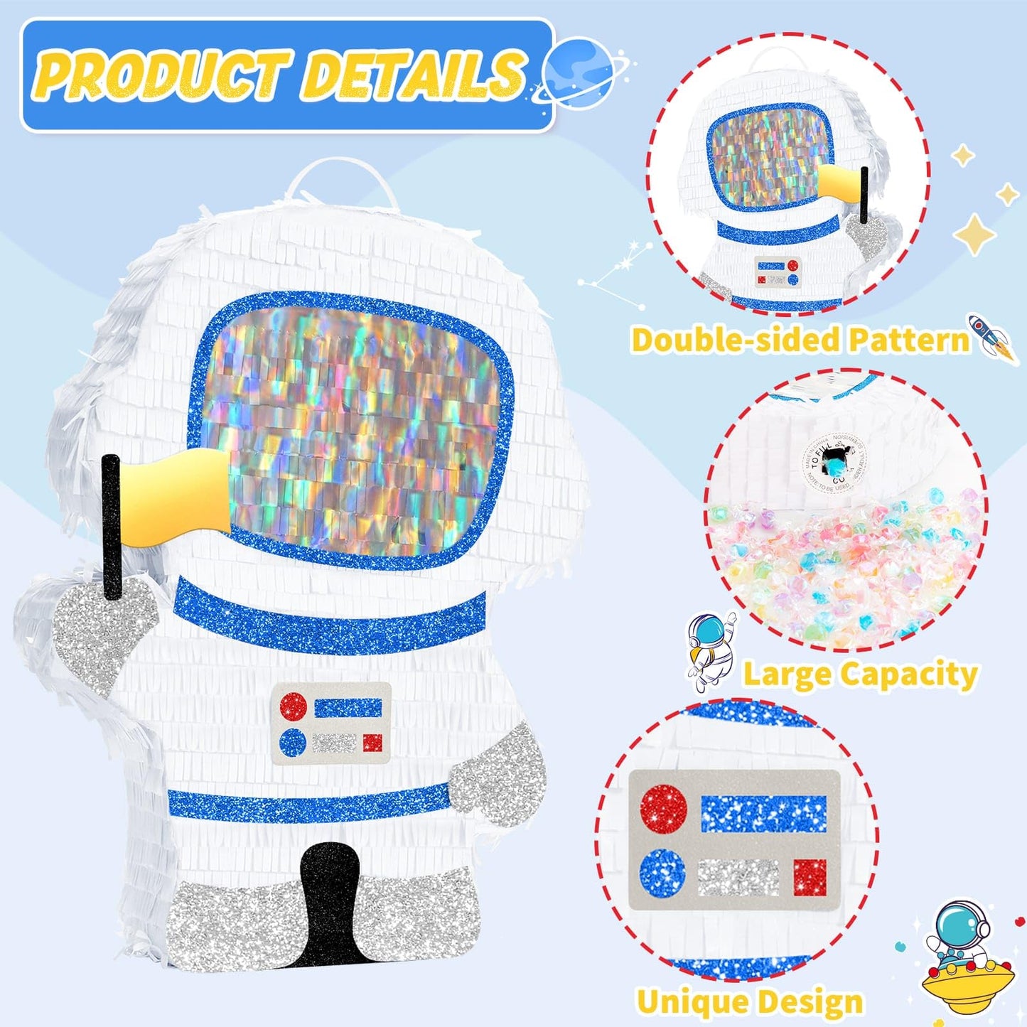 WERNNSAI Astronaut Pinata - Space Party Decor with Blindfold & Bat