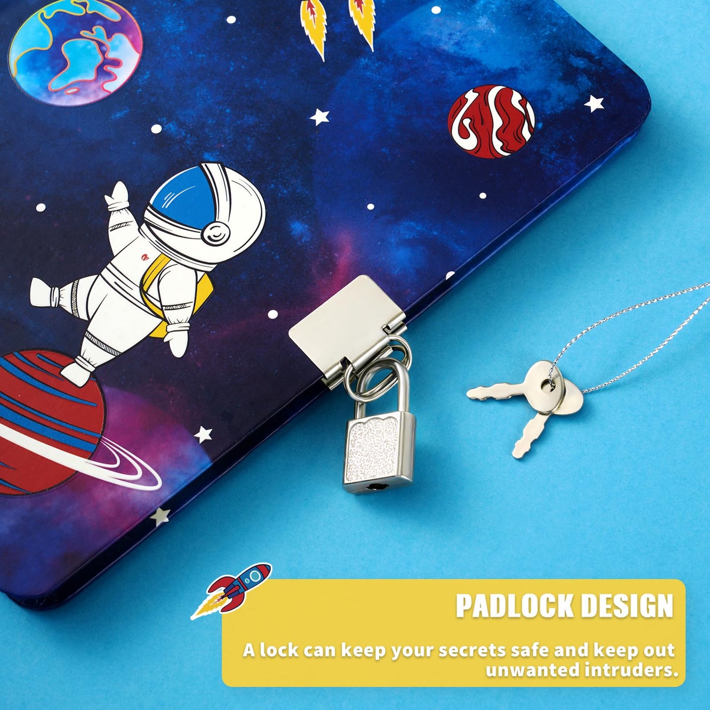 WERNNSAI Luminous Space Kids Diary – Glow-in-the-Dark Secret Diary with Lock (A5)