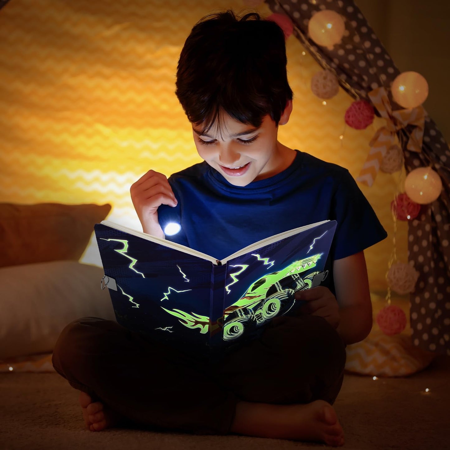WERNNSAI Luminous Monster Truck Kids Diary with Lock – A5 Journal for Boys 6-12